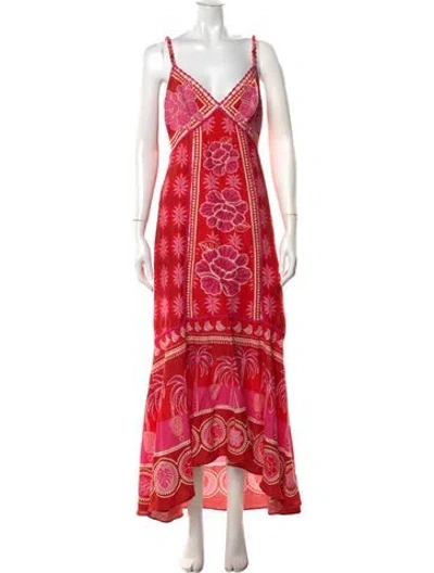 Pre-owned Farm Rio Linen Long Dress In Multi