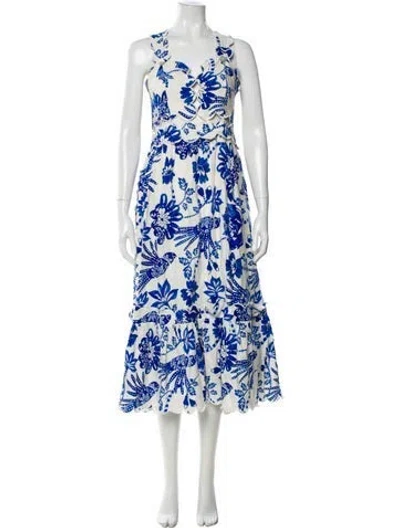 Pre-owned Farm Rio Linen Long Dress In Multi