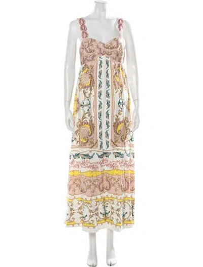 Pre-owned Farm Rio Linen Long Dress In Multicolor