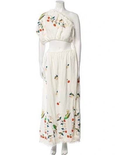 Pre-owned Farm Rio Linen Long Dress In Neutral