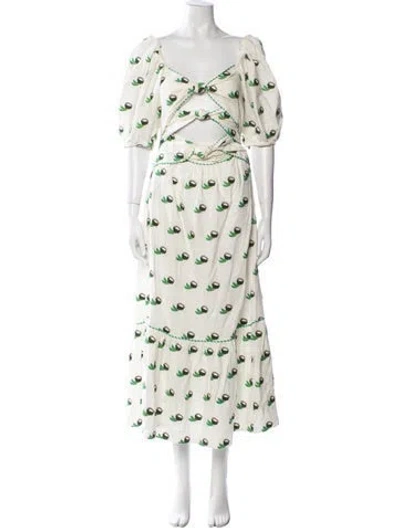 Pre-owned Farm Rio Linen Long Dress In Neutral