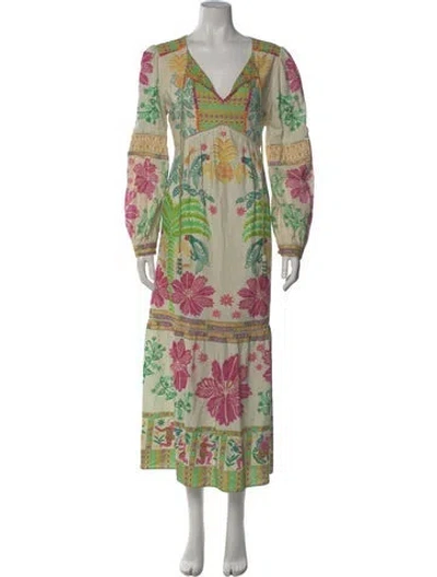 Pre-owned Farm Rio Linen Long Dress In Neutral