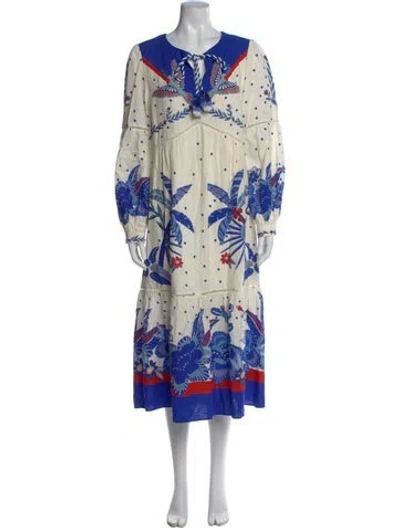 Pre-owned Farm Rio Linen Long Dress In Neutral