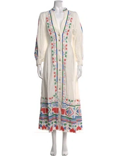 Pre-owned Farm Rio Linen Long Dress In Neutral