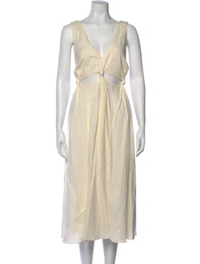 Pre-owned Farm Rio Linen Long Dress In Neutral