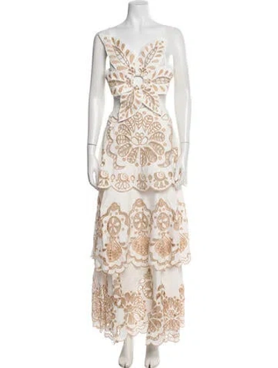 Pre-owned Farm Rio Linen Long Dress In Neutral