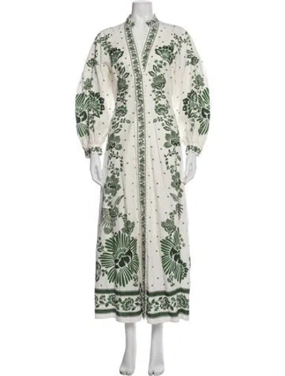 Pre-owned Farm Rio Linen Long Dress In Neutral