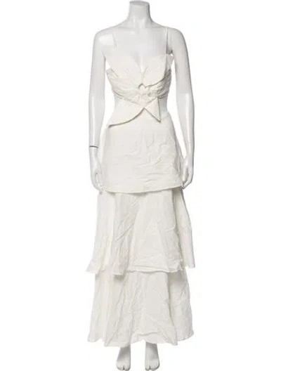 Pre-owned Farm Rio Linen Long Dress In Neutral