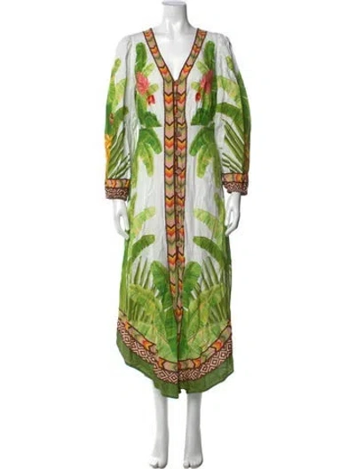 Pre-owned Farm Rio Linen Long Dress In Neutral