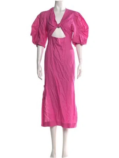 Pre-owned Farm Rio Linen Long Dress In Pink
