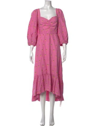 Pre-owned Farm Rio Linen Long Dress In Pink