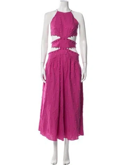 Pre-owned Farm Rio Linen Long Dress In Pink