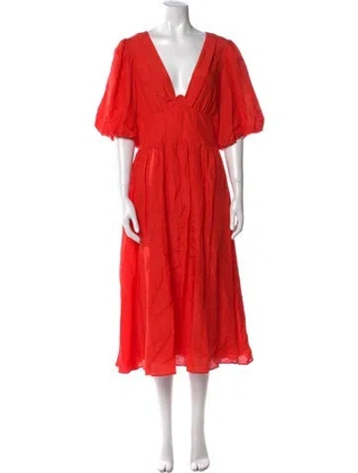 Pre-owned Farm Rio Linen Long Dress In Red