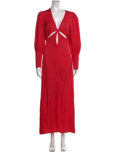 Pre-owned Farm Rio Linen Long Dress In Red