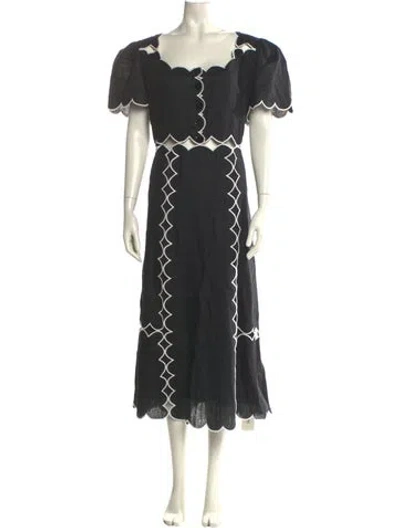 Pre-owned Farm Rio Linen Long Dress W/ Tags In Black