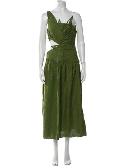 Pre-owned Farm Rio Linen Long Dress W/ Tags In Green