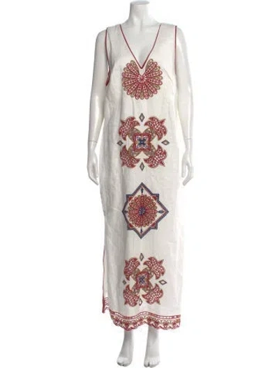 Pre-owned Farm Rio Linen Long Dress W/ Tags In Multi