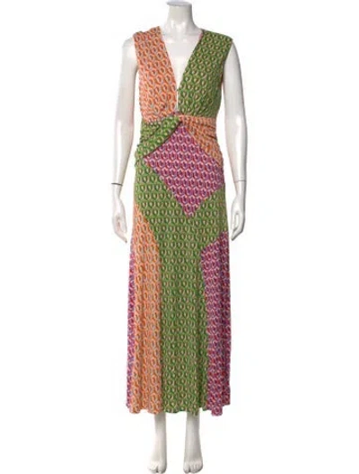 Pre-owned Farm Rio Linen Long Dress W/ Tags In Multi