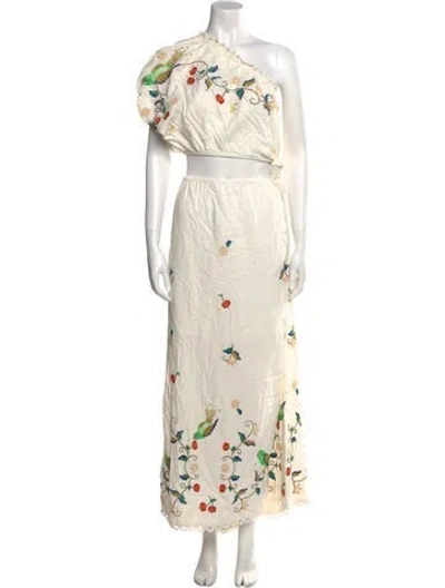 Pre-owned Farm Rio Linen Long Dress W/ Tags In Neutral