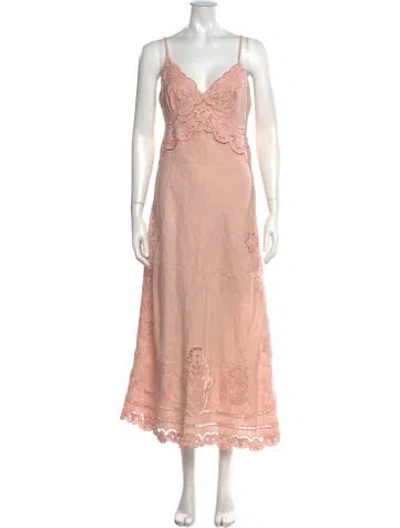 Pre-owned Farm Rio Linen Long Dress W/ Tags In Pink