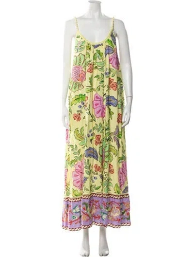 Pre-owned Farm Rio Linen Long Dress W/ Tags In Yellow