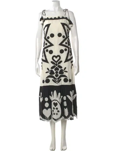 Pre-owned Farm Rio Linen Long Dress In White