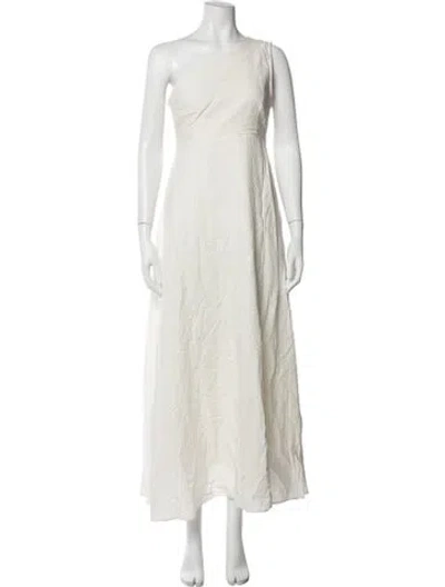 Pre-owned Farm Rio Linen Long Dress In White