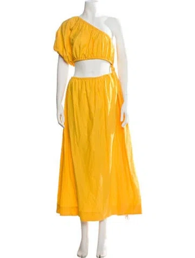 Pre-owned Farm Rio Linen Long Dress In Yellow