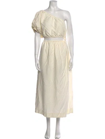 Pre-owned Farm Rio Linen Long Dress In Yellow