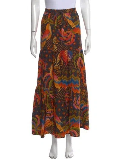 Pre-owned Farm Rio Linen Long Skirt In Multi