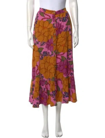 Pre-owned Farm Rio Linen Long Skirt In Multi
