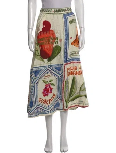 Pre-owned Farm Rio Linen Long Skirt In Neutral