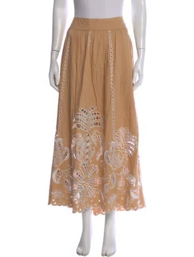 Pre-owned Farm Rio Linen Long Skirt In Neutral