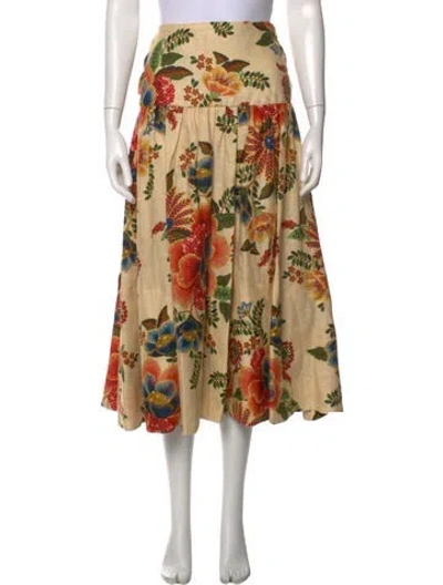Pre-owned Farm Rio Linen Long Skirt In Neutral