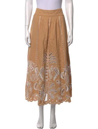 Pre-owned Farm Rio Linen Long Skirt In Neutral