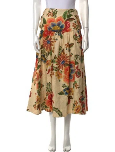 Pre-owned Farm Rio Linen Long Skirt In Neutrals