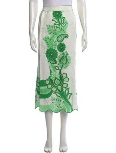 Pre-owned Farm Rio Linen Long Skirt W/ Tags In Green