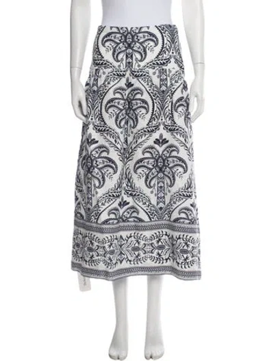 Pre-owned Farm Rio Linen Long Skirt In White
