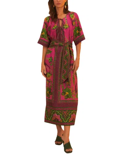 Farm Rio Linen Maxi Dress In Pink