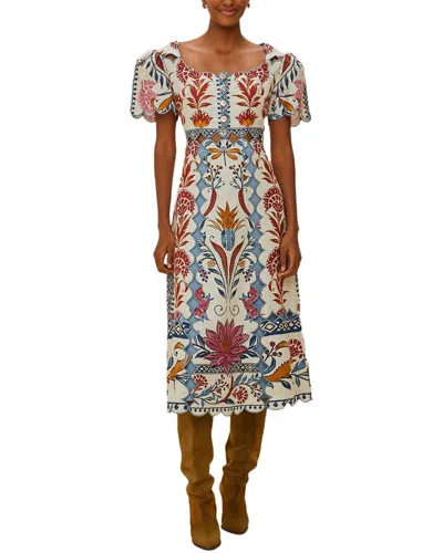 Farm Rio Linen Midi Dress In Multi