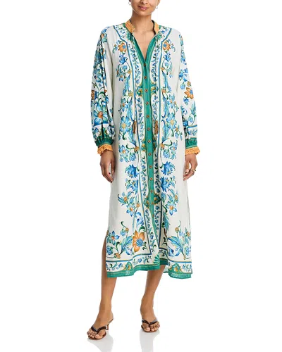 Farm Rio Linen Midi Dress Swim Cover-up In White