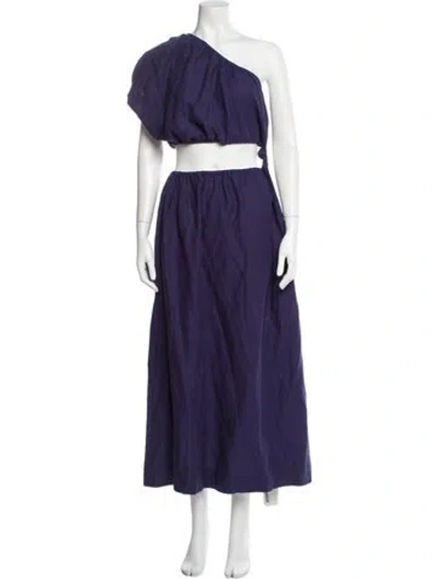 Pre-owned Farm Rio Linen Midi Length Dress In Blue
