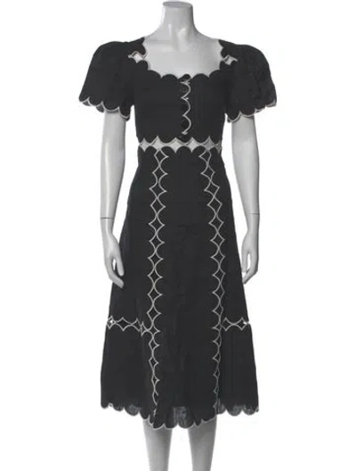 Pre-owned Farm Rio Linen Midi Length Dress In Gray