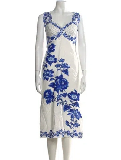 Pre-owned Farm Rio Linen Midi Length Dress In Multi