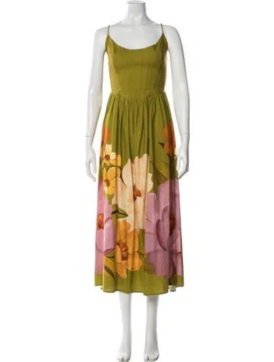 Pre-owned Farm Rio Linen Midi Length Dress In Multi
