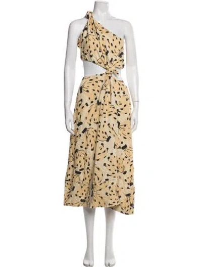 Pre-owned Farm Rio Linen Midi Length Dress In Multi