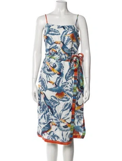 Pre-owned Farm Rio Linen Midi Length Dress In Multi