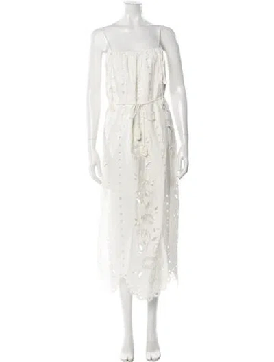 Pre-owned Farm Rio Linen Midi Length Dress In Neutral