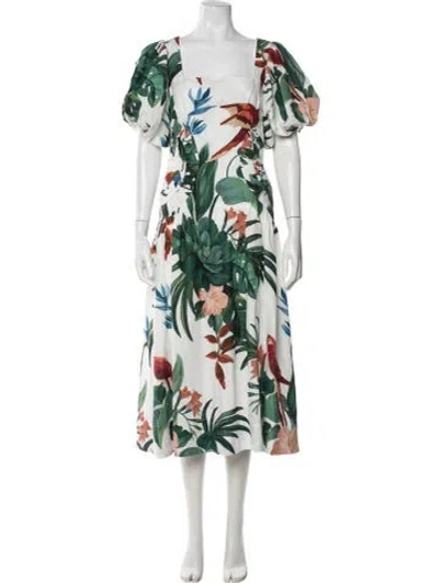 Pre-owned Farm Rio Linen Midi Length Dress In Neutral