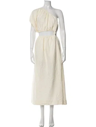 Pre-owned Farm Rio Linen Midi Length Dress In Neutral